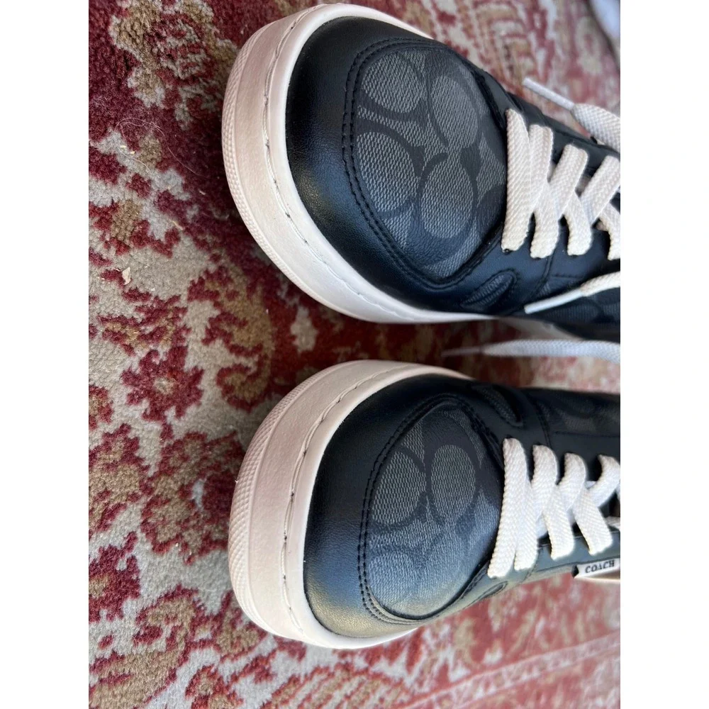 COACH Clip Court Low top Sneakers Black Monogram C8965 Sz 9.5B LNWOT